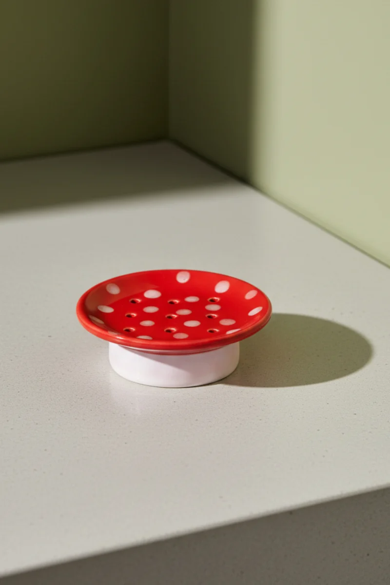 Swedish Dream Mushroom Soap Dish Red