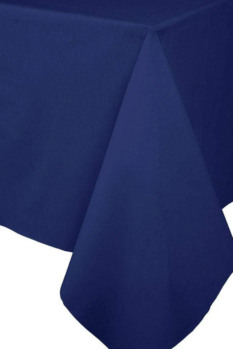 Caspari Paper Linen Solid Airlaid Tablecover 5.2'X8.2' Navy