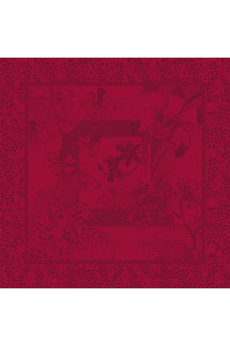 Garnier-Thiebaut Orchidees Tablecloth 71"x71" Bordeaux