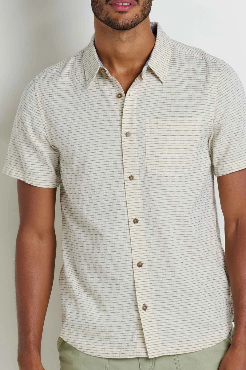 Toad & Co Men's Harris Short Sleeve Shirt Large Salt - Image 4