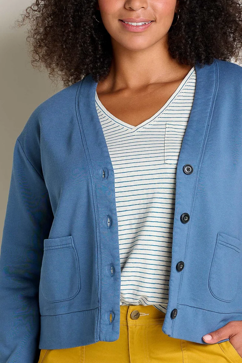 Toad & Co Women's Hemp Daybreaker Cardi Extra Small Pacific Blue - Image 2