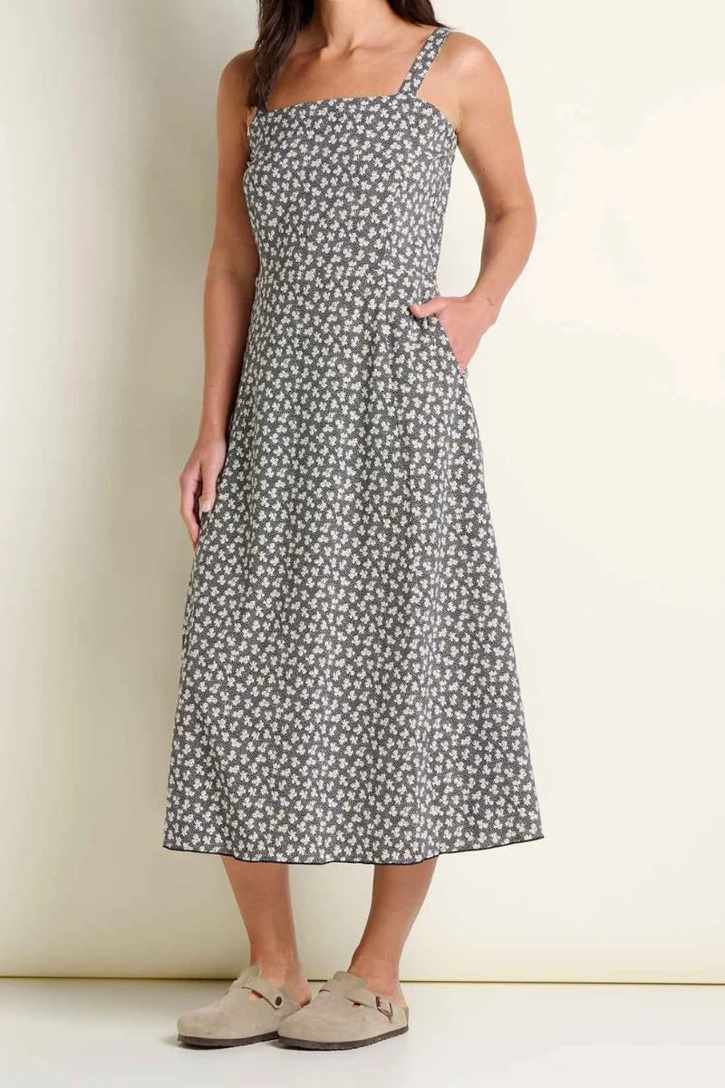Toad & Co. Women's Sunkissed Tank Midi Dress S Black and Salt Print - Image 3