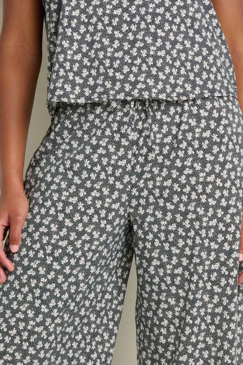 Toad & Co. Women's Sunkissed Wide Leg Crop Pant L Black and Salt Print