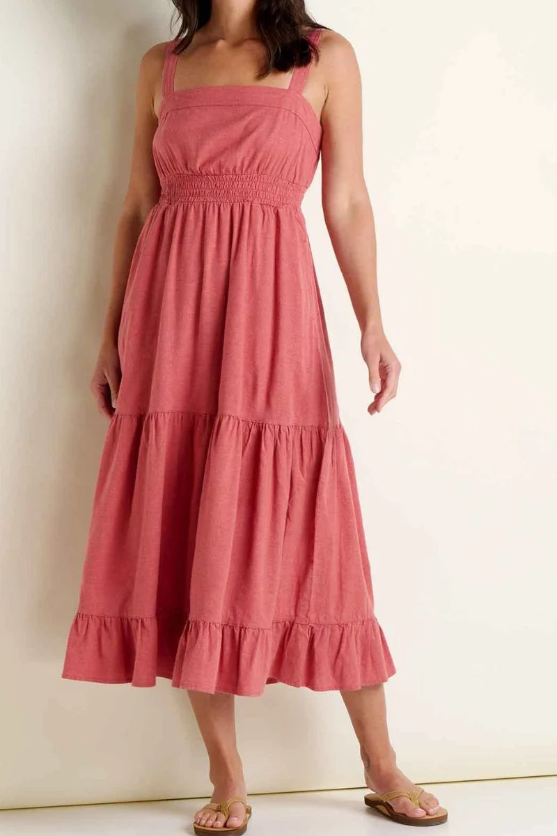 Toad & Co. Women's Taj Hemp Tiered Midi Dress M Dusty Cedar - Image 2