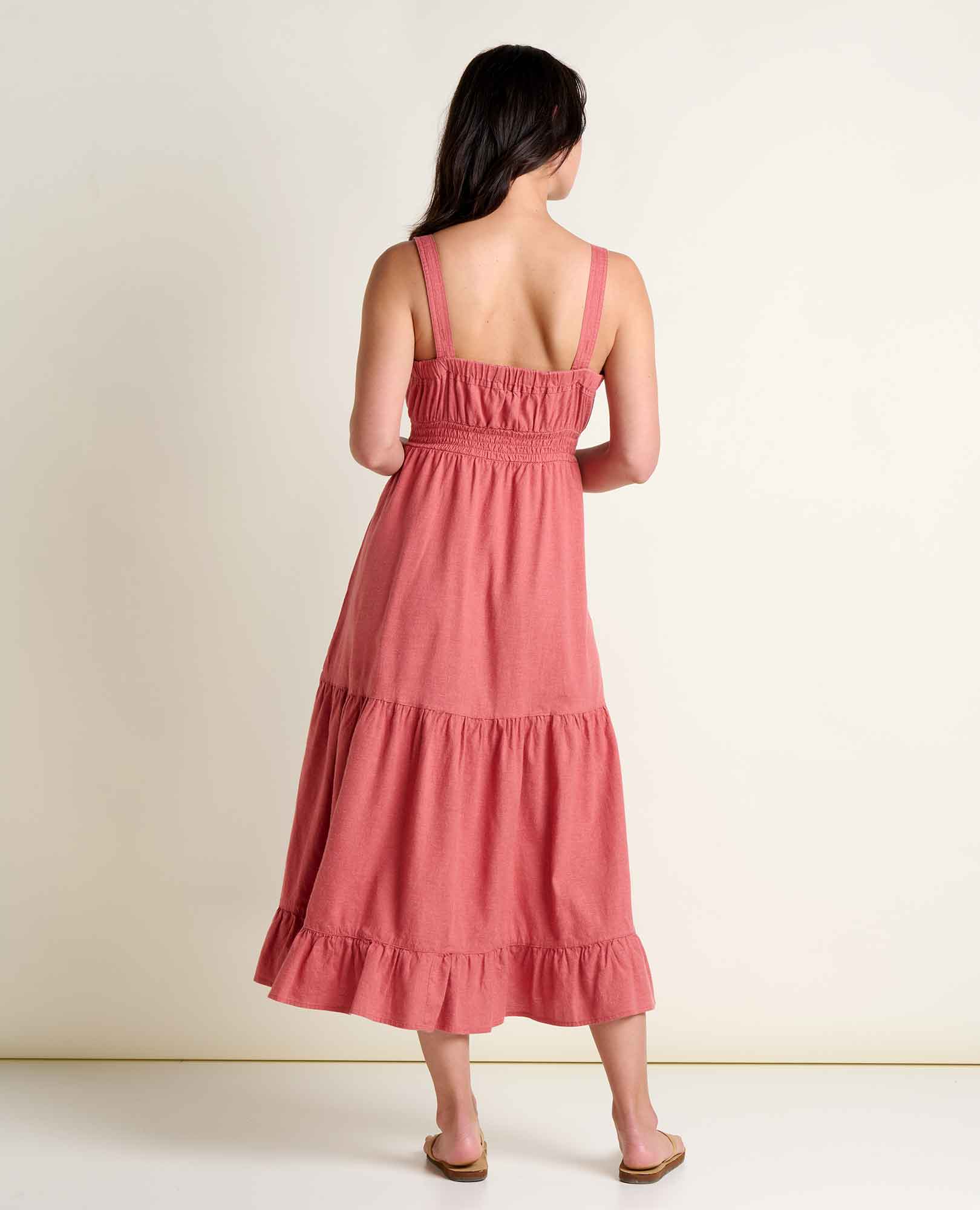 Toad & Co. Women's Taj Hemp Tiered Midi Dress M Dusty Cedar - Image 3