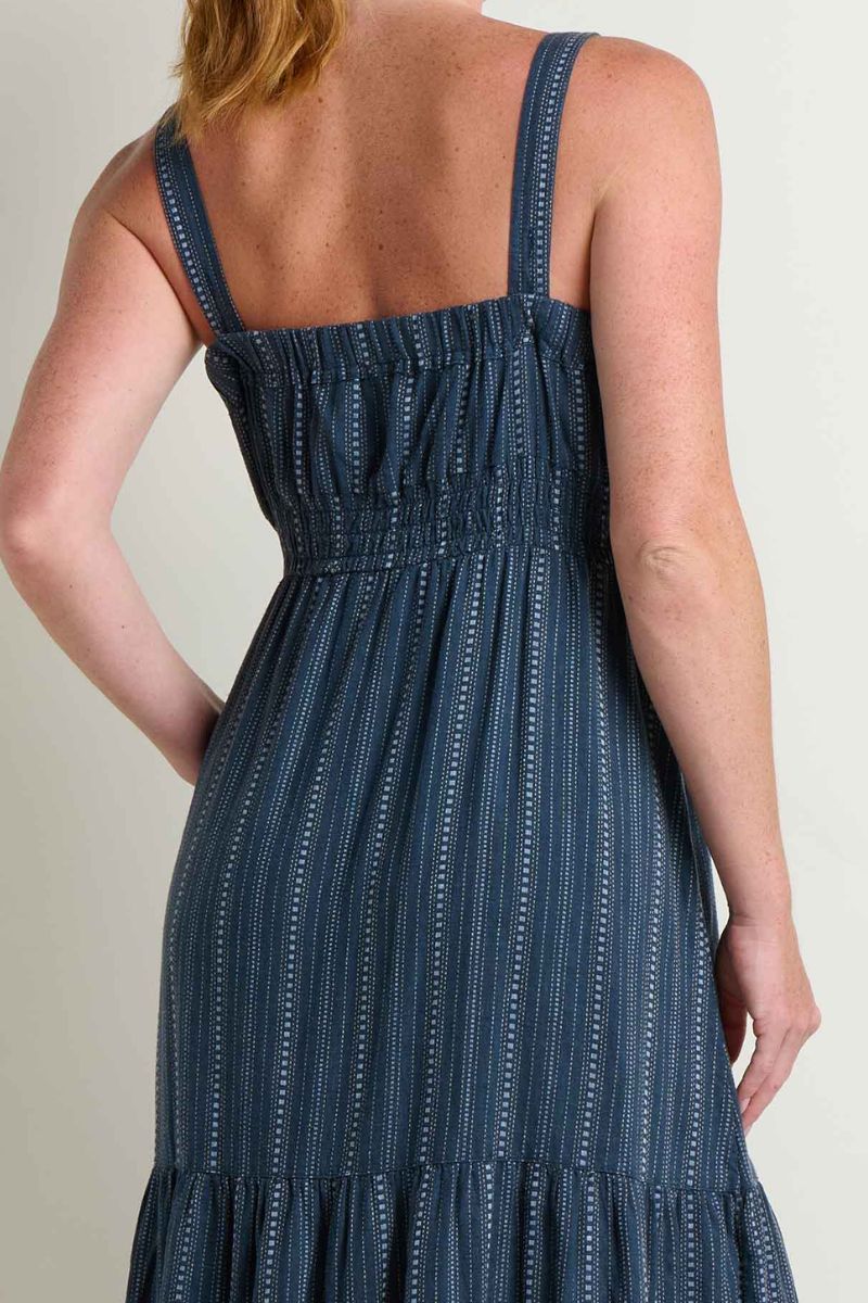 Toad & Co. Women's Taj Hemp Tiered Midi Dress S Midnight Dobby - Image 5