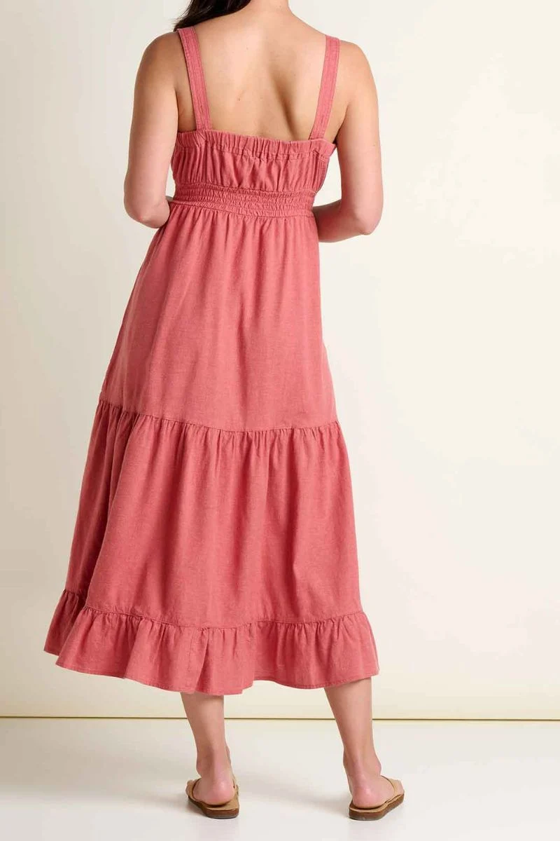 Toad & Co. Women's Taj Hemp Tiered Midi Dress XL Dusty Cedar - Image 3