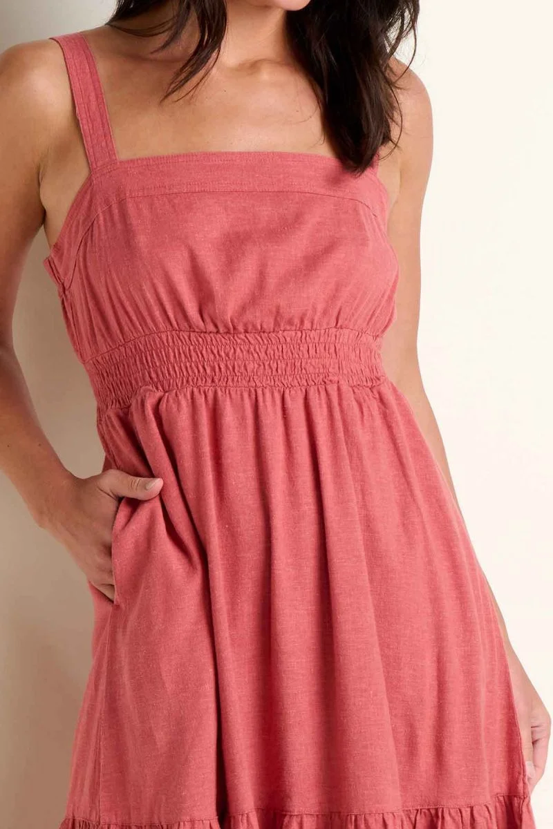 Toad & Co. Women's Taj Hemp Tiered Midi Dress XS Dusty Cedar - Image 2
