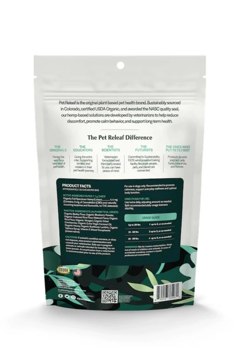 Pet Releaf Daily Releaf CBD Edibites Small Dogs Soft Chews Blueberry Cranberry 7.5 oz - Image 2