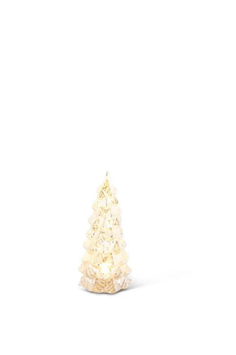 Glittered Mercury Glass LED Tree 5.5" Silver