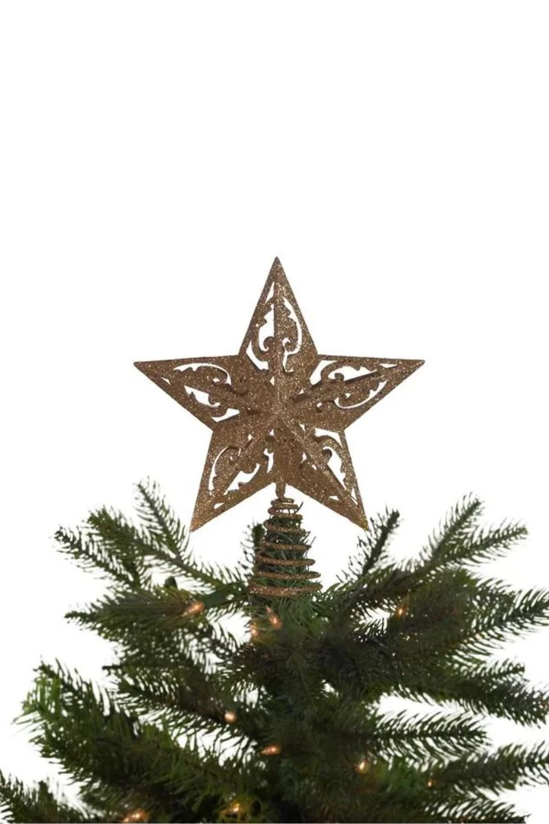 Gold Glitter Five Point Star Tree Topper 8" - Image 2