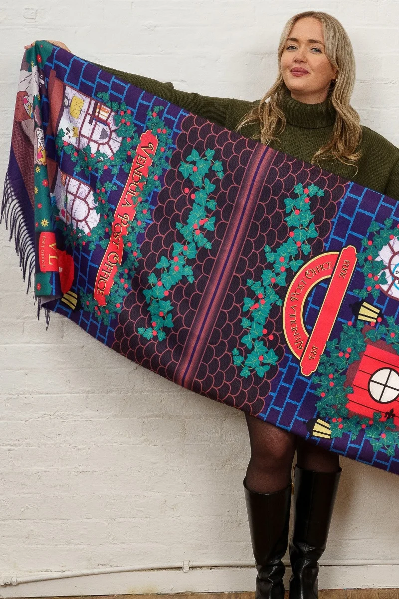 Vendula London The Old Post Office Rectangular Scarf Navy - Image 2