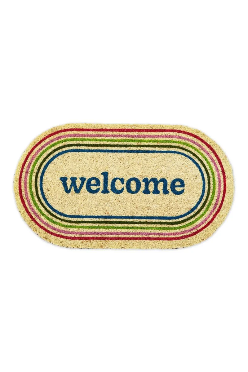 Welcome Shaped PVC Coir Mat 30"x 17" Multi