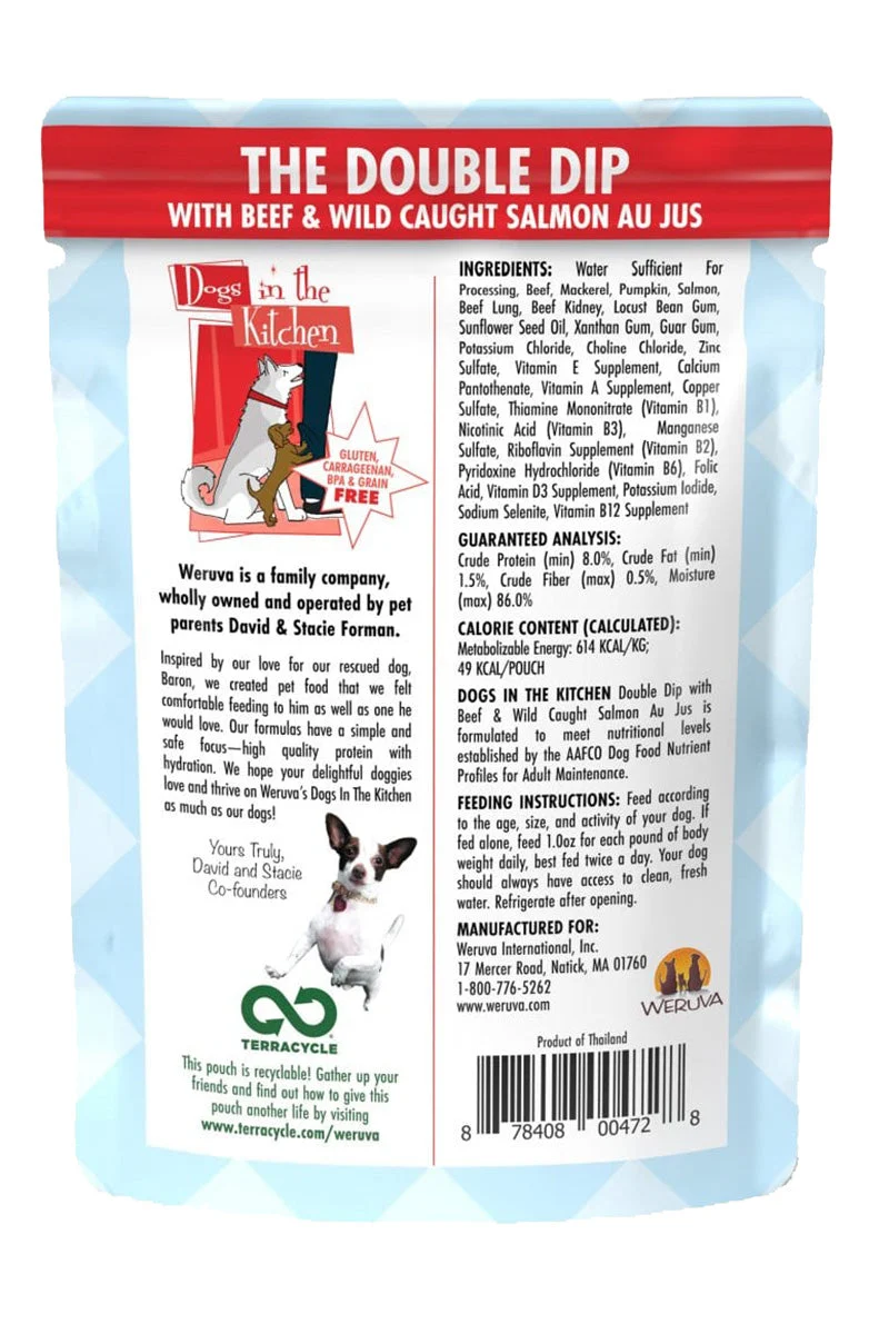 Weruva Dogs In The Kitchen The Double Dip with Beef & Wild Caught Salmon Au Jus Pouch 2.8 oz - Image 2