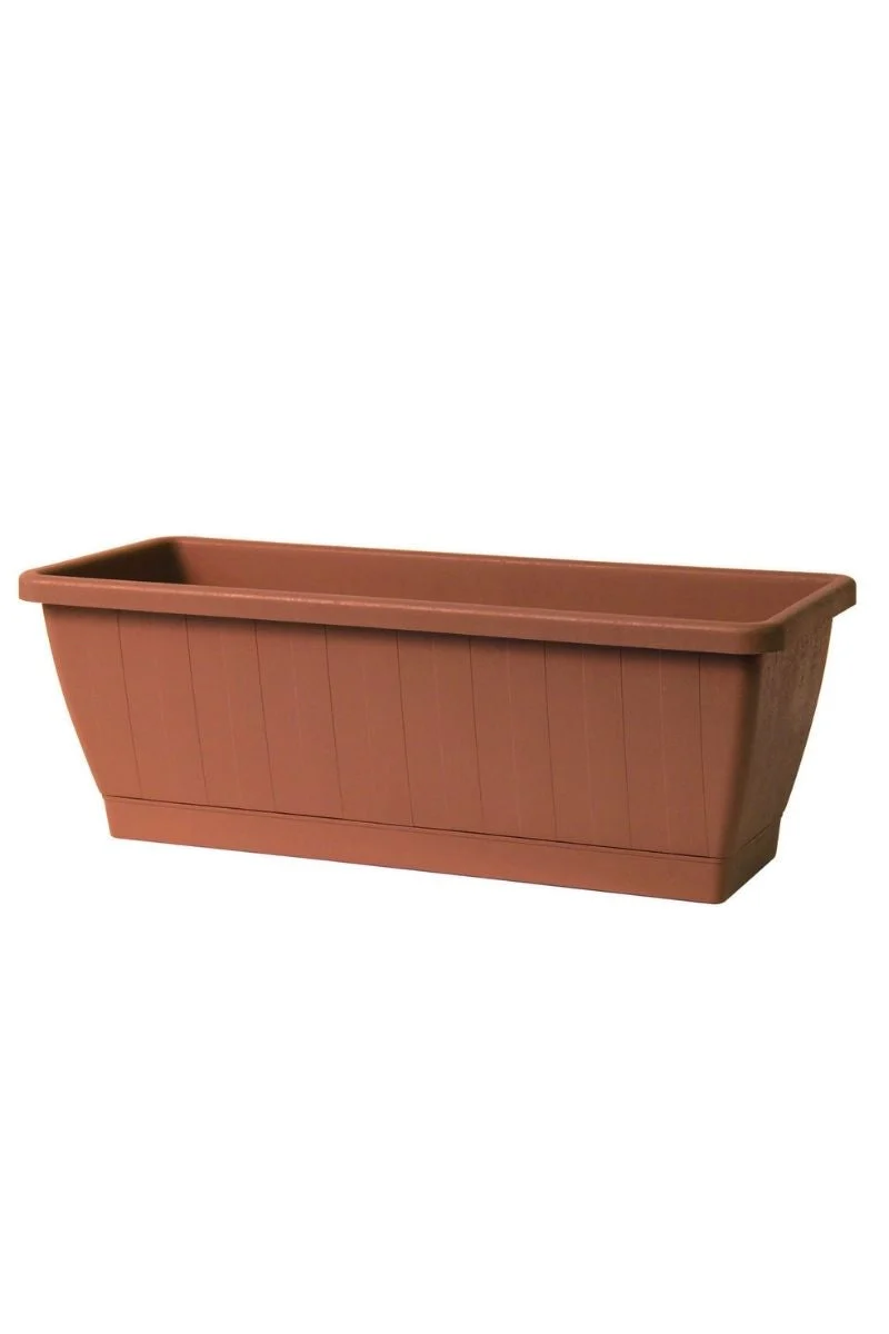 Kezar Greener Window Box With Attached Saucer 19.5L"x 7.75" x 7"  Terra Cotta